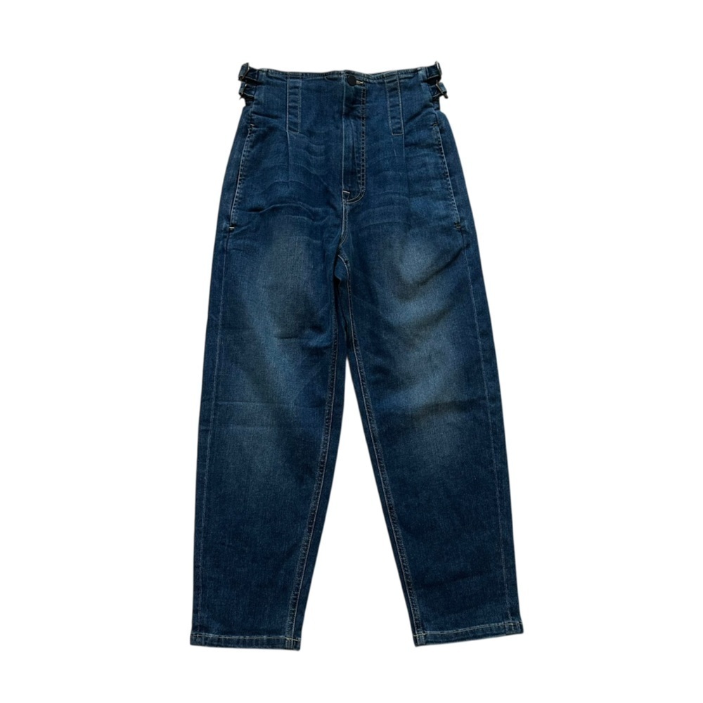 Colovos Jeans Buckle Waist Blue Denim Straight Barrel Leg Size 2 Extra Small New - Picture 5 of 9